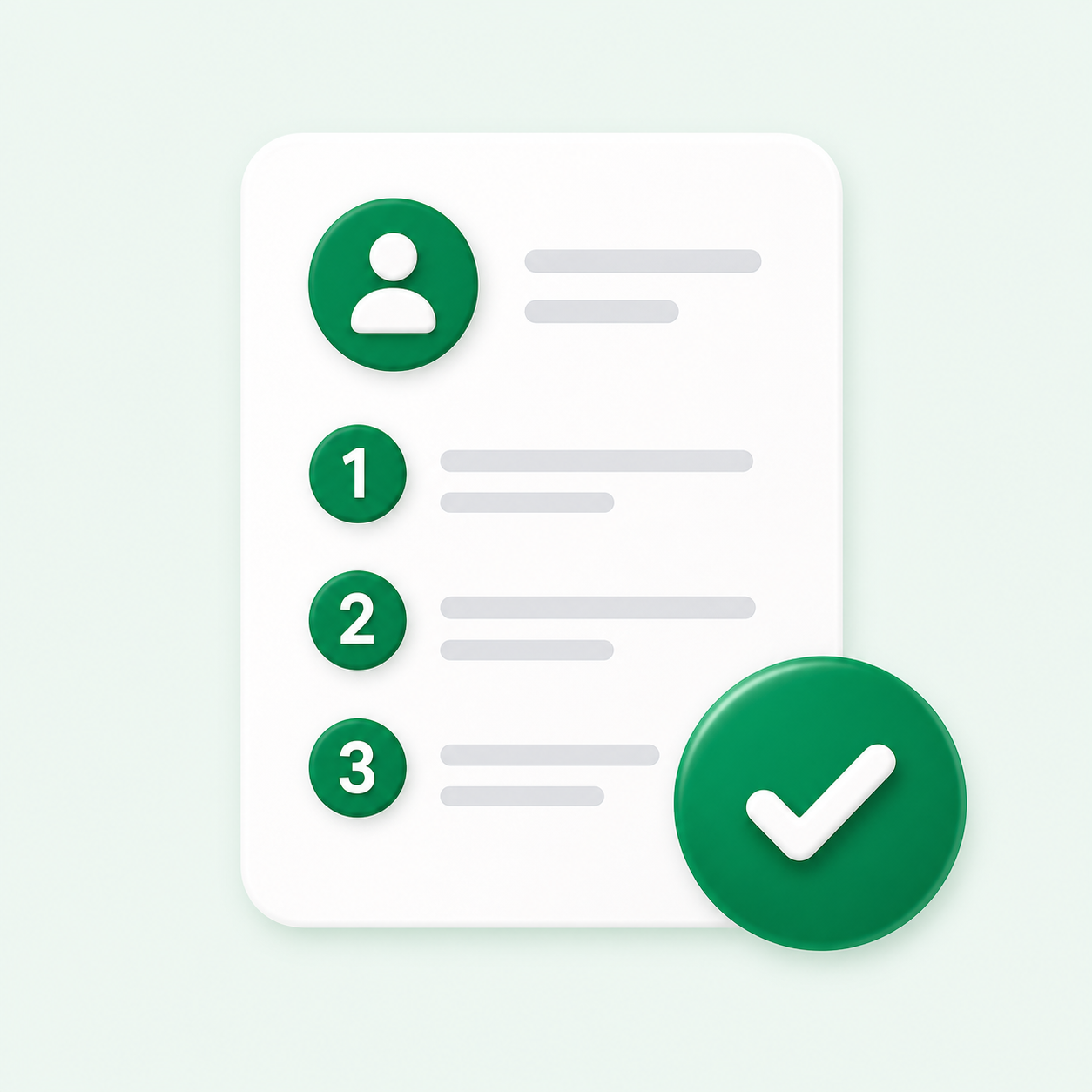 Three-step account registration checklist